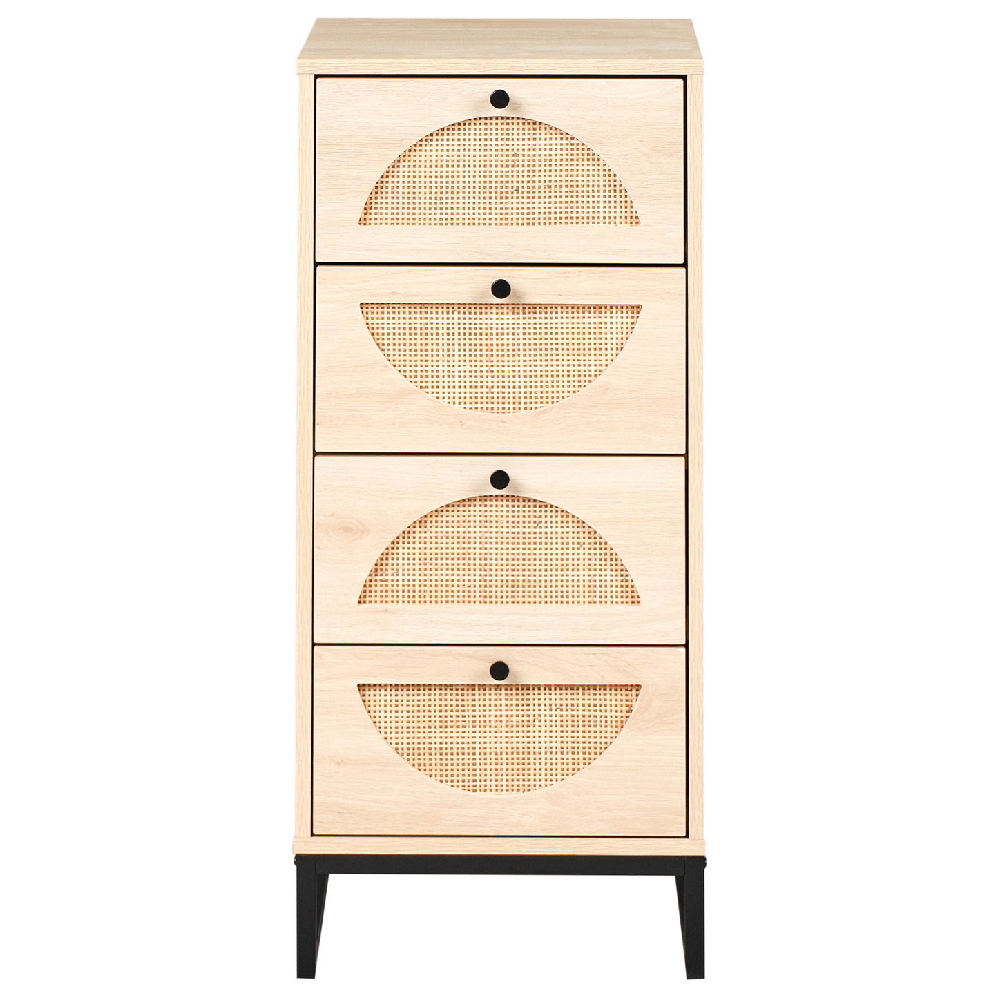 Chest of Drawers Light Brown Rattan Front 4 Drawers