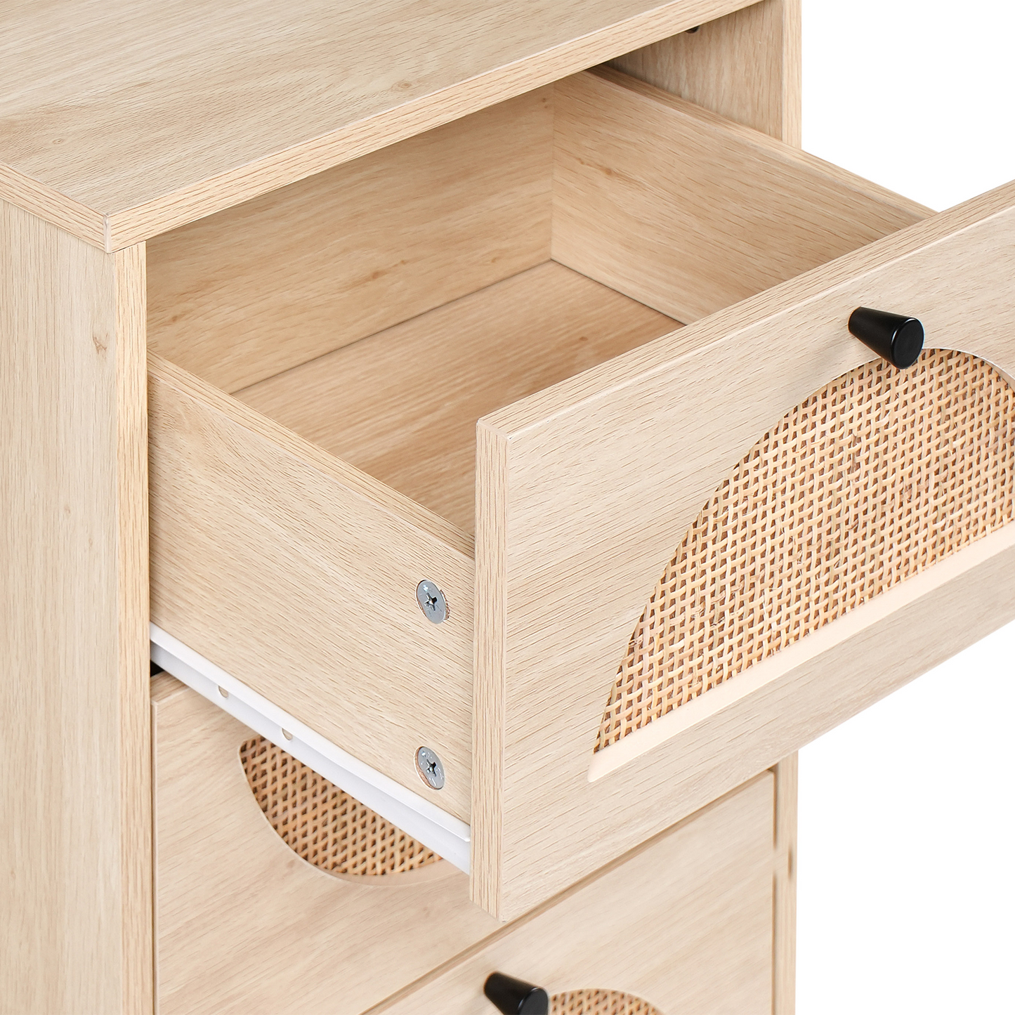 Chest of Drawers Light Brown Rattan Front 4 Drawers