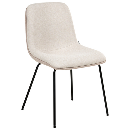 Set Of 2 Beige Fabric Dining Chairs Armless Easy Clean Minimalist Scandinavian