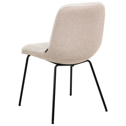 Set Of 2 Beige Fabric Dining Chairs Armless Easy Clean Minimalist Scandinavian