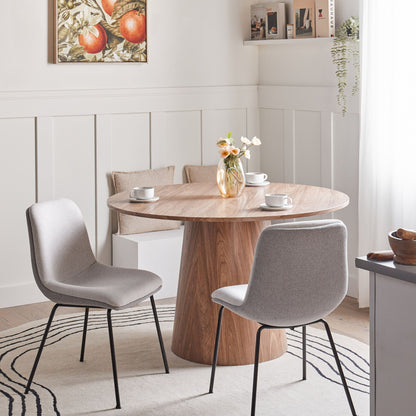 Set of 2 Armless Dining Chairs Light Grey Fabric