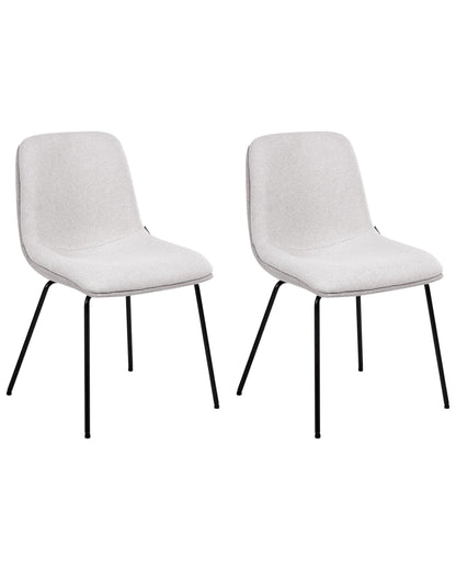 Set of 2 Armless Dining Chairs Light Grey Fabric