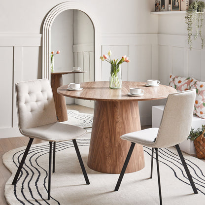 2 Light Beige Fabric Dining Chairs Armless Scandinavian