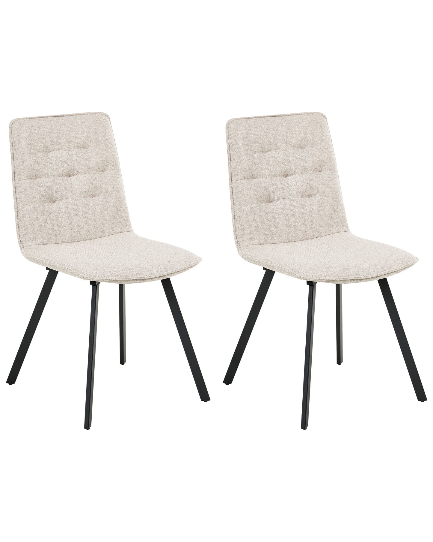 2 Light Beige Fabric Dining Chairs Armless Scandinavian