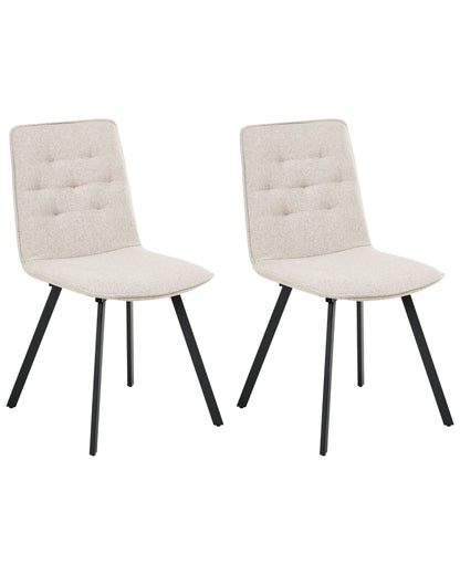 2 Light Beige Fabric Dining Chairs Armless Scandinavian