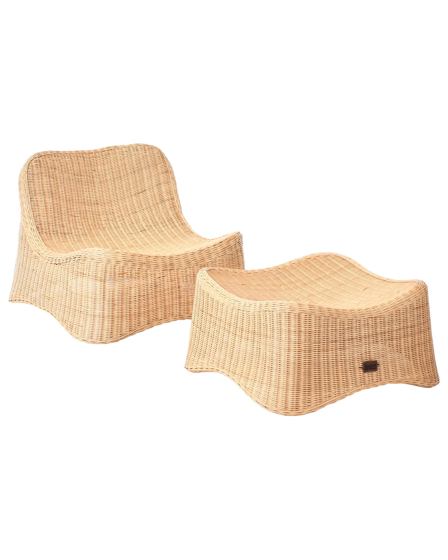 Natural Garden Armchair And Footstool Set For Outdoor Relaxation Low Stackable Lounge Chair