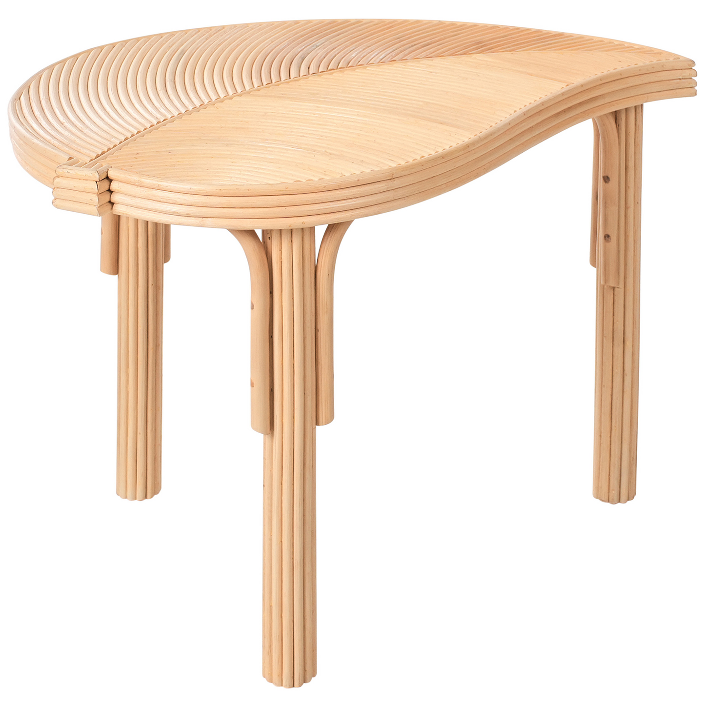 Natural Rattan Nest Of 3 Coffee Tables Set For Indoor Outdoor Living Boho Leaf Design
