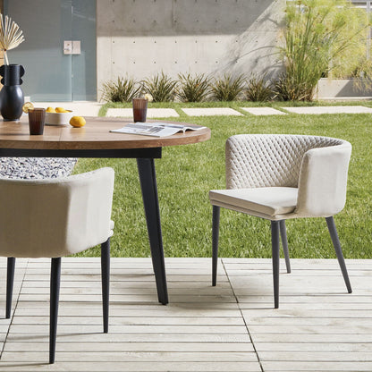 Outdoor Living Garden Armchairs Set Of 2 Beige Upholstery With Steel Legs Indoor Outdoor Weather Resistant