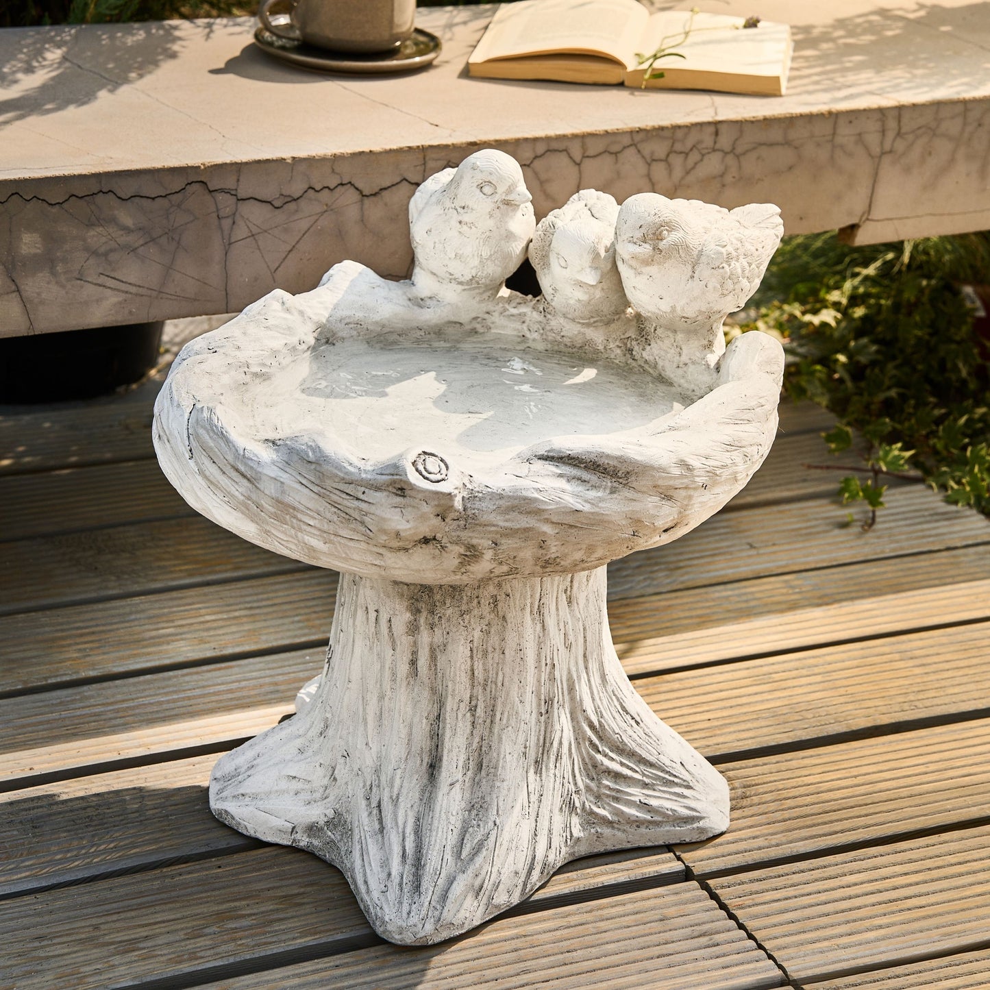 Bird Bath Grey Water Feeder For Garden Decor