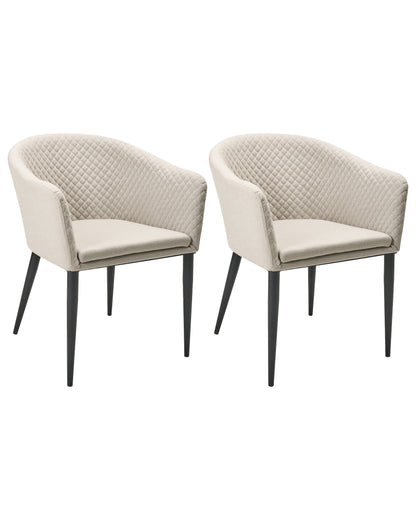 Garden Armchairs Set Of 2 Beige Fabric Upholstery With Steel Legs