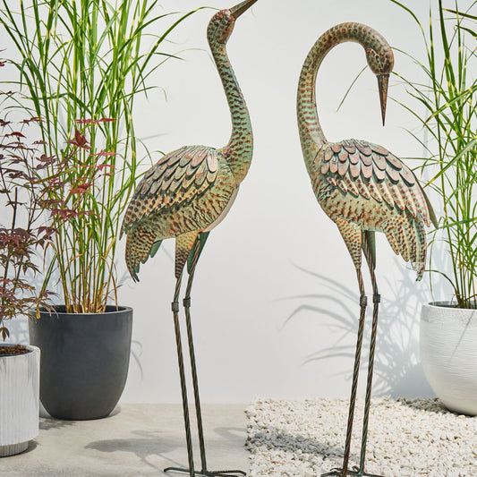 Crane Figurine 97cm Brown Durable Indoor Outdoor Decor