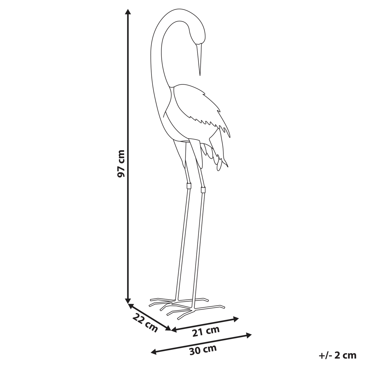 Crane Figurine 97cm Brown Durable Indoor Outdoor Decor
