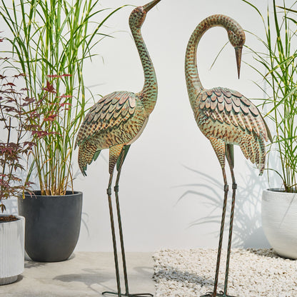 Crane Figurine 106cm Brown Indoor Outdoor Garden Accent