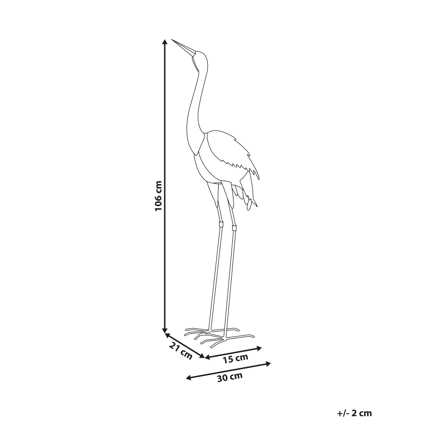 Crane Figurine 106cm Brown Indoor Outdoor Garden Accent
