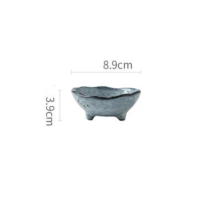 Small Ice Blue Japanese Ribbed Bowl