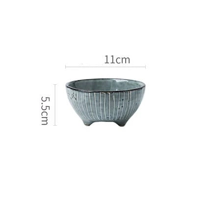 Small Ice Blue Japanese Ribbed Bowl