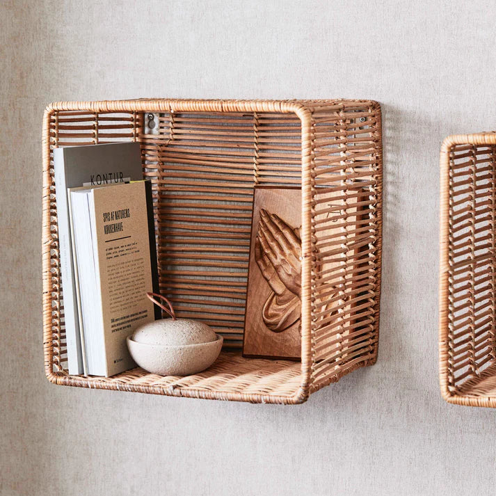 Set of 2 Bamboo Wall Storage Baskets