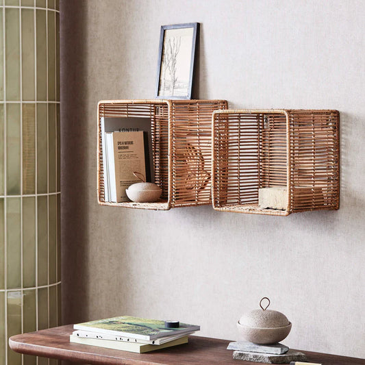 Set of 2 Bamboo Wall Storage Baskets