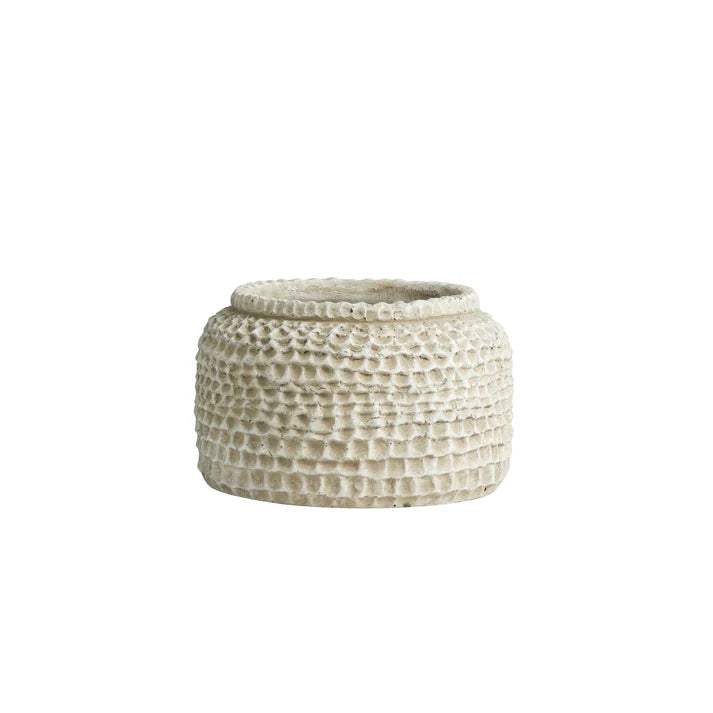 White Textured Concrete Plant Pots