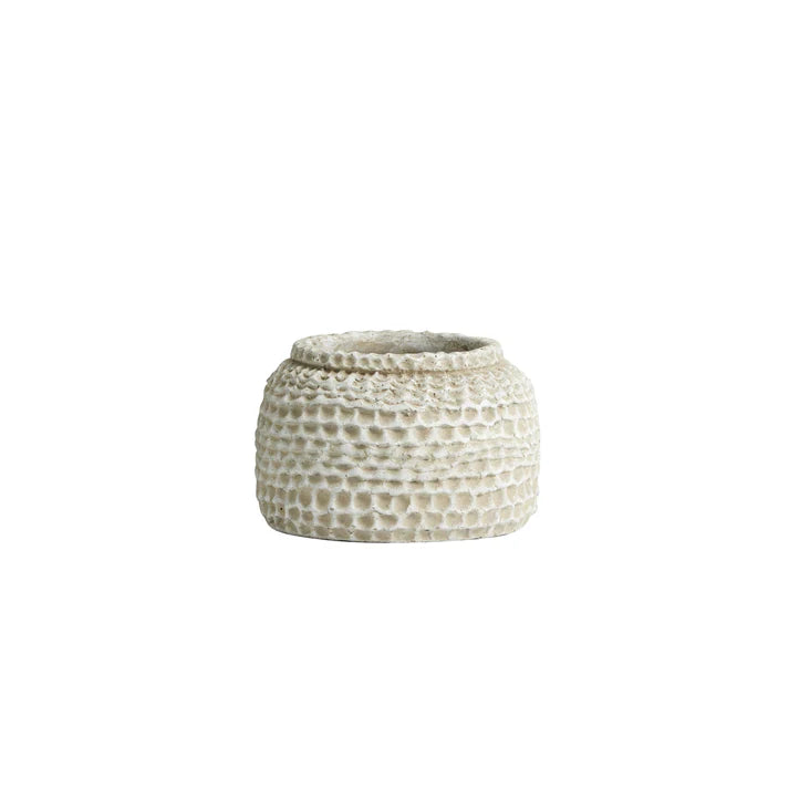 White Textured Concrete Plant Pots